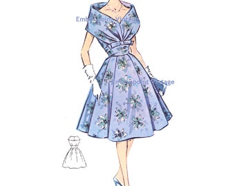 Plus Size (or any size) Vintage 1950s Womens Cocktail Dress Pattern - PDF - Pattern No 15: Kathleen