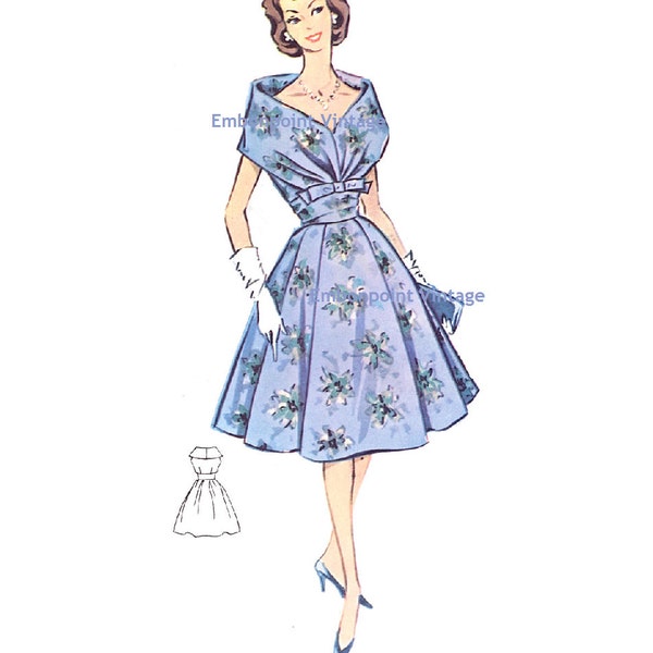 Plus Size (or any size) Vintage 1950s Womens Cocktail Dress Pattern - PDF - Pattern No 15: Kathleen