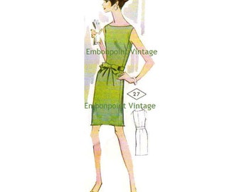 Plus Size (or any size) Vintage 1969 Women's Dress Pattern - PDF - Pattern No 27 Jody