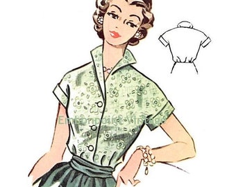 Plus Size (or any size) Vintage 1950s Blouse Pattern - PDF - Pattern No 99 Marcia