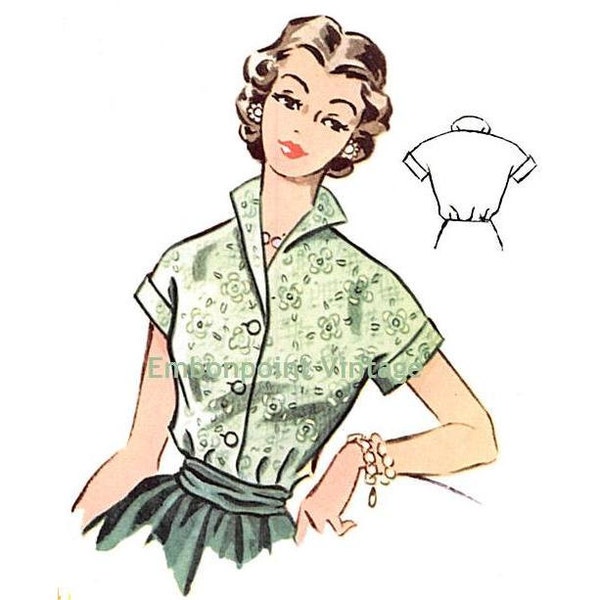 Plus Size (or any size) Vintage 1950s Blouse Pattern - PDF - Pattern No 99 Marcia