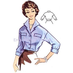Plus Size or any size Vintage 1950s Blouse Pattern PDF Pattern No 96 Michelle image 1