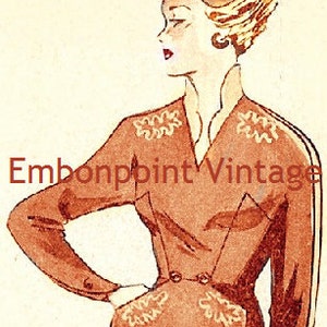 Plus Size or any size Vintage 1949 Dress Sewing Pattern PDF Pattern No 35 Claudette image 2