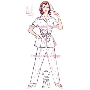 Plus Size (or any size) Vintage 1950s Pyjama Shirt Pattern - PDF - Pattern 225a Veronica Shirt