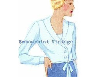 Plus Size Pattern (or any size) Vintage 1934 Blouse - PDF - Pattern No 96 Felicita 1930s 30s Patterns Instant Download