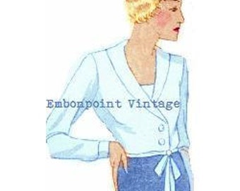 Plus Size Pattern (ou n'importe quelle taille) vintage 1934 Blouse - PDF - Pattern No 96 Felicita 1930 s 30 s Patterns Téléchargement instantané