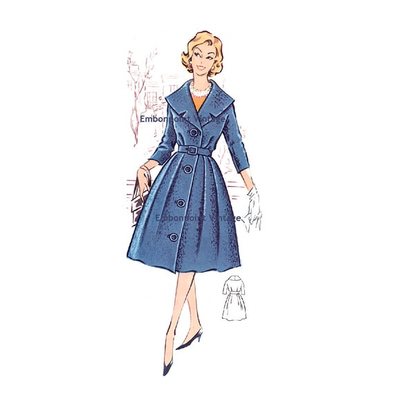 Plus Size (or any size) Vintage 1950s Coat / CoatDress Pattern - PDF - Pattern No 18: Brenda