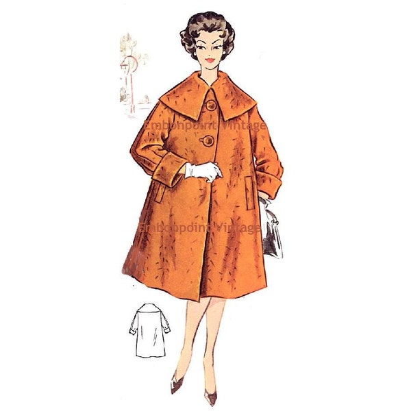 Plus Size (or any size) Vintage 1950s Swing Coat Pattern - PDF - Pattern No 88 Alice