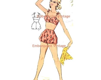 Plus Size (or any size) Vintage 1950s Bikini Bottoms / Beach Pants Pattern - PDF - Pattern No 126b Tina