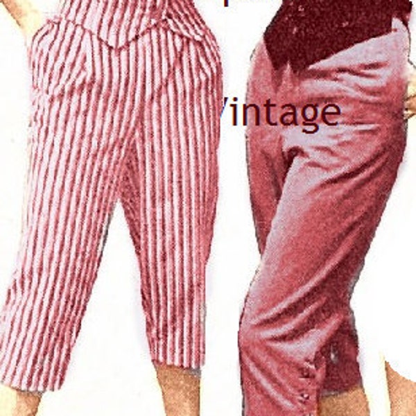 Plus Size (or any size) Vintage 1949 Capri pants / pedal pushers Sewing Pattern - PDF - Pattern No 32 Cecilia Pants