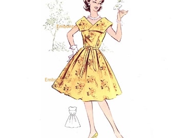 Plus Size (or any size) Vintage 1950s Womens Cocktail Dress Pattern - PDF - Pattern No 12: Pamela