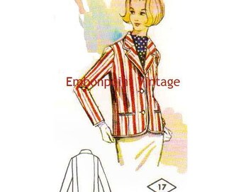 Plus Size (or any size) Vintage 1969 Womens Blazer Pattern - PDF - Pattern No 17 Amanda