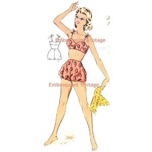 Plus Size (or any size) Vintage 1950s Bikini Top / Beach Top Pattern - PDF - Pattern No 126a Tina