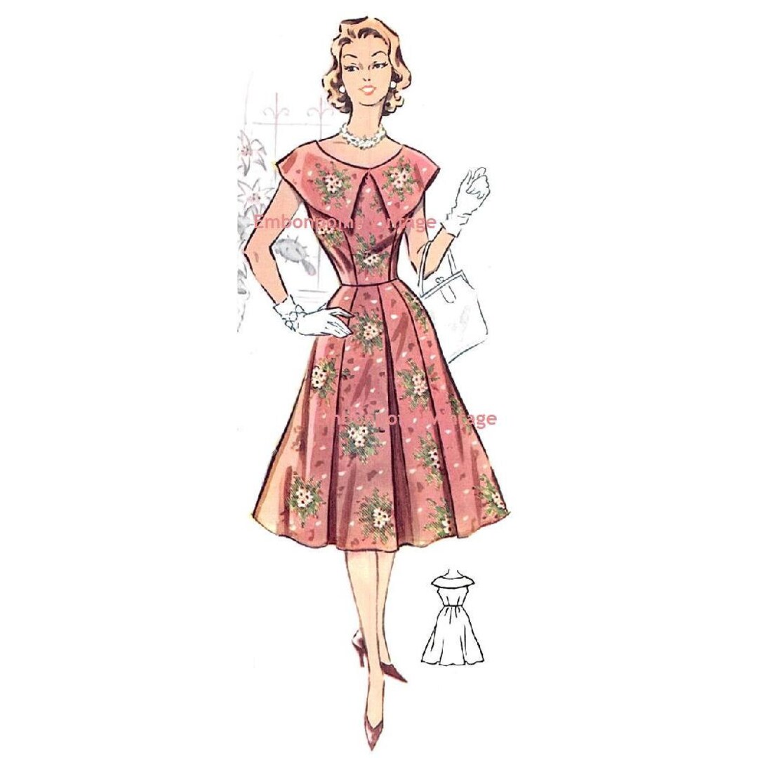 Plus Size Retro Pattern Plus Size (or Any Size) Vintage 1950s Dress Pattern - PDF - Pattern No ...