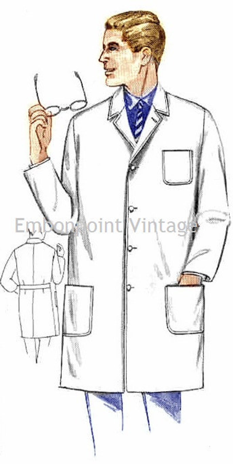 1940s Sewing Patterns – Dresses, Overalls, Lingerie etc Plus Size (or any size) Vintage 1969 Mens Lab Coat Pattern - PDF - Pattern No 148 Bradley 1960s 60s $9.50 AT vintagedancer.com