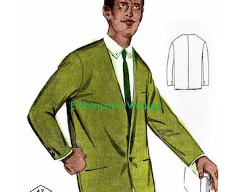 Plus Size (or any size) Vintage 1969 Men's Sports Jacket Pattern - PDF - Pattern No 47 Todd