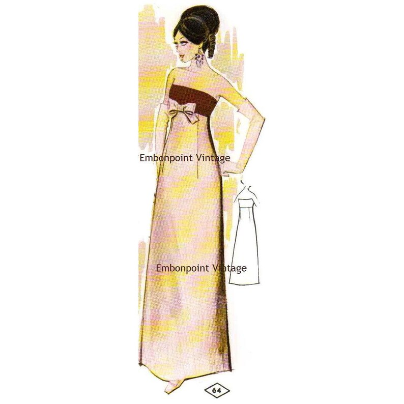 Plus Size or any size Vintage 1969 Dress Pattern PDF Pattern No 64 Caroline image 1