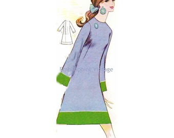 Plus Size (or any size) Vintage 1969 Dress Pattern - PDF - Pattern No 174 Ella