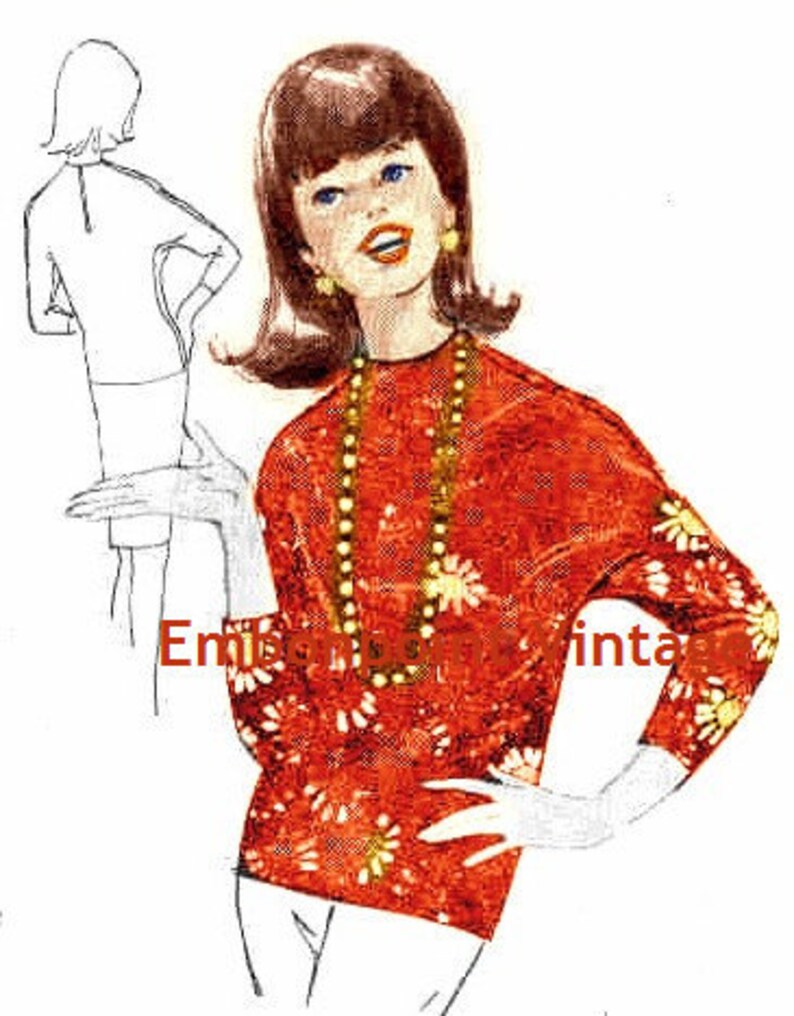 Plus Size or any size Vintage 1969 Top Pattern PDF Pattern No 169 Trisha image 2