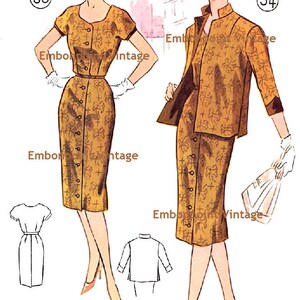Patrón de traje vintage de los años 50 talla grande (o cualquier talla) - PDF - Patrón nº 53 54 Jane
