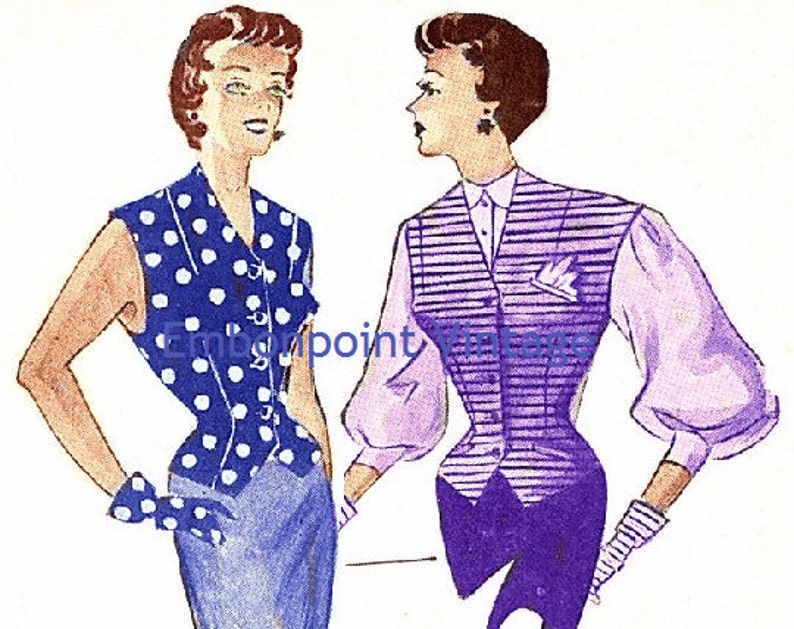 Plus Size or any size Vintage 1949 Vest Sewing Pattern PDF Pattern No 39 40 Miriam Vest image 2