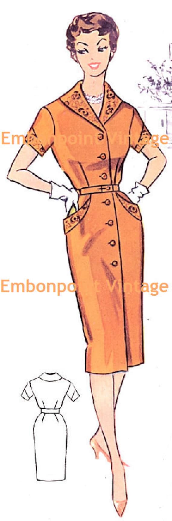 Vintage 1950s Womens Workwear Dress Pattern Pattern No 82: Lori Plus Size PDF or any size