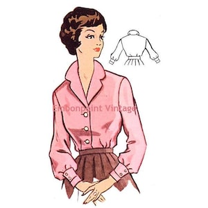 Plus Size (or any size) Vintage 1950s Blouse Pattern - PDF - Pattern No 97 Sally
