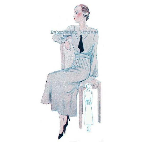 Plus Size (or any size) Vintage 1934 Dress Pattern - PDF - Pattern No 91 Arlina 1930s 30s Patterns Instant Download