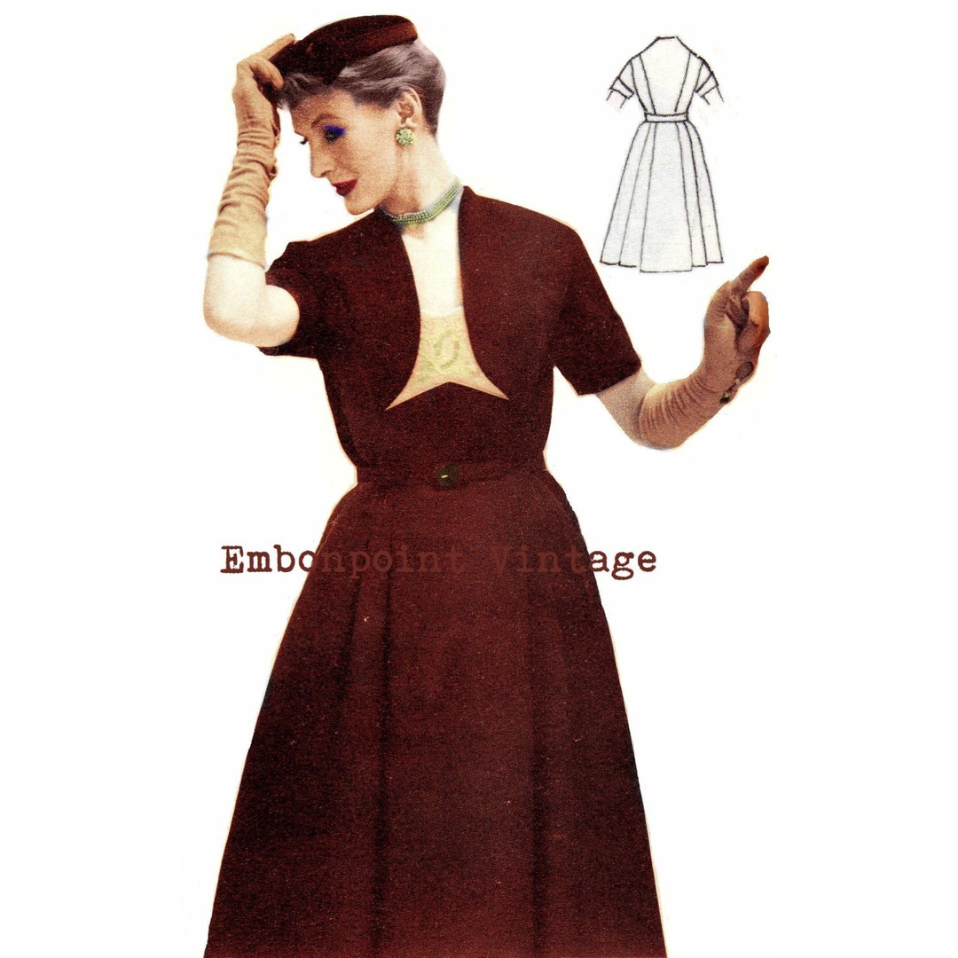 Vintage Sewing Pattern 1956 Dress PDF Plus Size (or Any Size) - Pattern ...