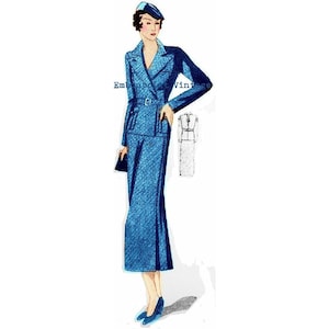 Plus Size Pattern (or any size) Vintage 1934 Skirt Suit - PDF - Pattern No 104 Sybil 1930s 30s Patterns Instant Download