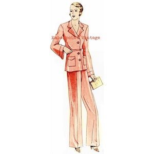 Plus Size (or any size) 1934 Vintage Pyjamas Sewing Pattern - PDF - Pattern No 28 May 1930s 30s  Instant Download