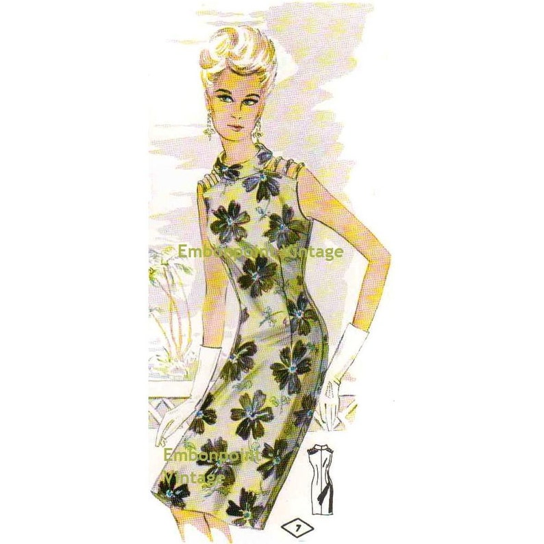 Plus Size or any size Vintage 1969 Womens Dress Pattern PDF Pattern No 7 April image 1