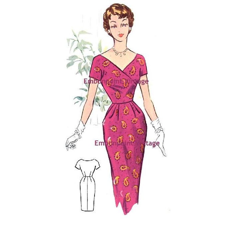 Plus Size or any size Vintage 1950s Dress Pattern PDF Pattern No 62 Wanda image 1