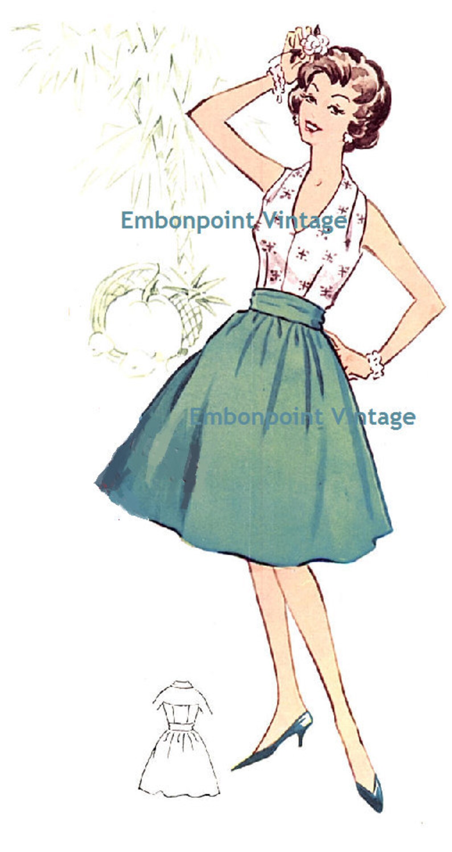 Plus Size Retro Pattern Plus Size (or Any Size) Vintage 1950s Dress Pattern - PDF - Pattern No ...