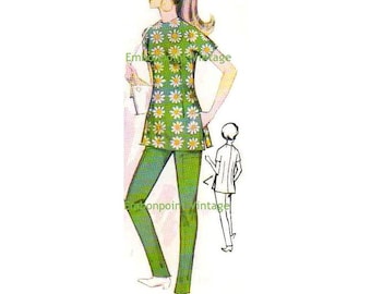 Plus Size (or any size) Vintage 1969 Tunic Top Pattern - PDF - Pattern No 121 Gwen Tunic