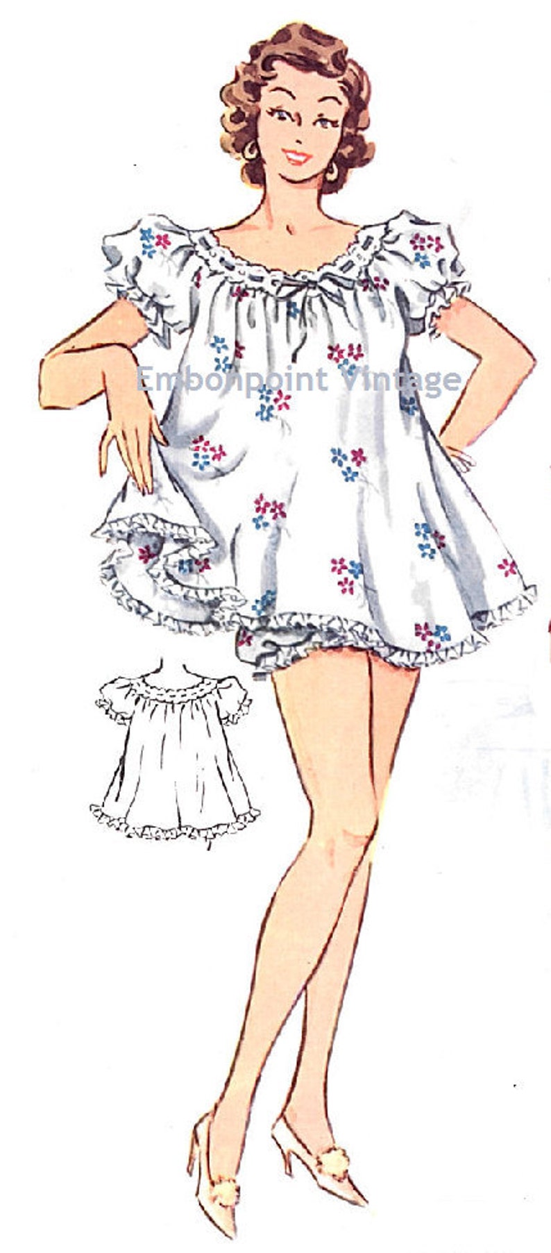 1950s Fabrics & Colors in Fashion Plus Size (or any size) Vintage 1950s Shortie Pyjamas Pattern - PDF - Pattern No 220 Carmen $8.38 AT vintagedancer.com