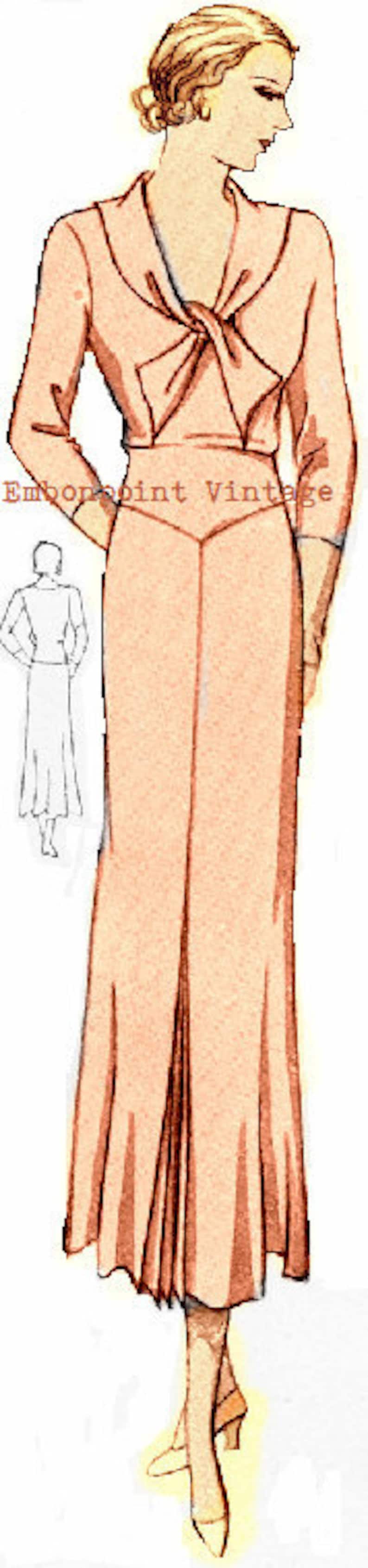 1930s Sewing Patterns- Dresses, Pants, Tops Plus Size (or any size) 1934 Vintage Dress Sewing Pattern - PDF - Pattern No 63 Cleo 1930s 30s Instant Download $9.50 AT vintagedancer.com