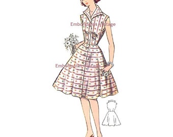 Plus Size (or any size) Vintage 1950s Dress Pattern - PDF - Pattern No 10: Cynthia