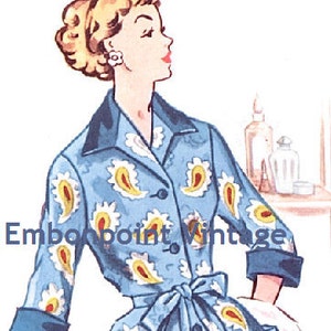 Plus Size or any size Vintage 1950s Dressing Gown Pattern PDF Pattern 224 Marianne image 2