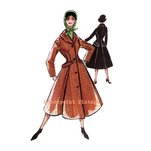 Vintage Sewing Patterns Plus Size (or any size) 1956 Overcoat Swing Coat - PDF - Pattern No 43 Denice 1950s 50s Patterns Instant Download