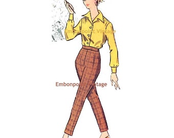 Plus Size (or any size) Vintage 1950s Pants Pattern - PDF - Pattern No 92 Victoria Pants