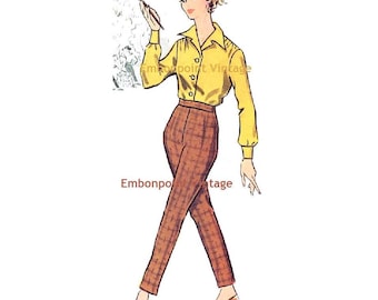 Plus Size (or any size) Vintage 1950s Pants Pattern - PDF - Pattern No 92 Victoria Pants