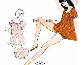 Plus Size (or any size) Vintage 1969 Pyjamas Pattern - PDF - Pattern No 76 Janine