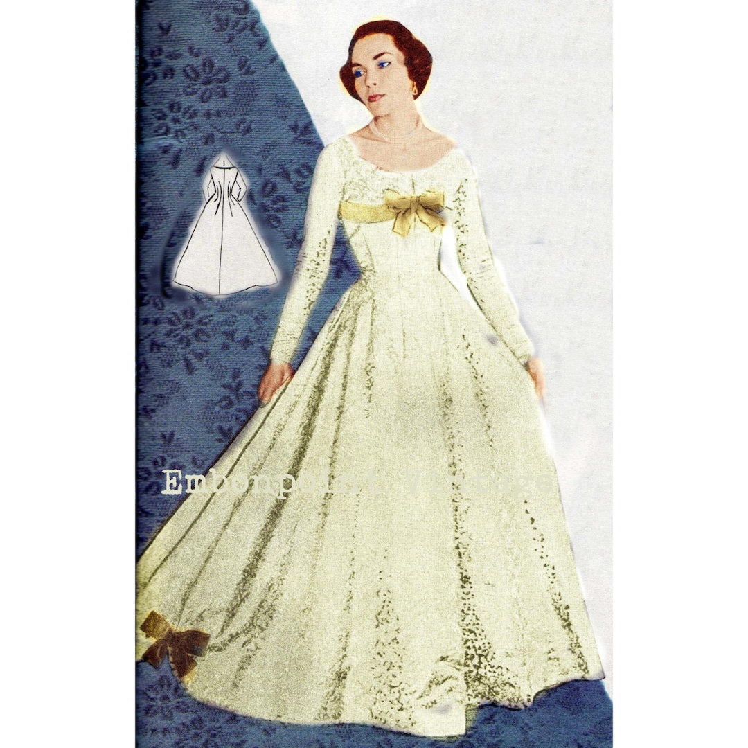 Vintage Sewing Pattern 1956 Wedding Dress PDF Plus Size (or Any Size ...