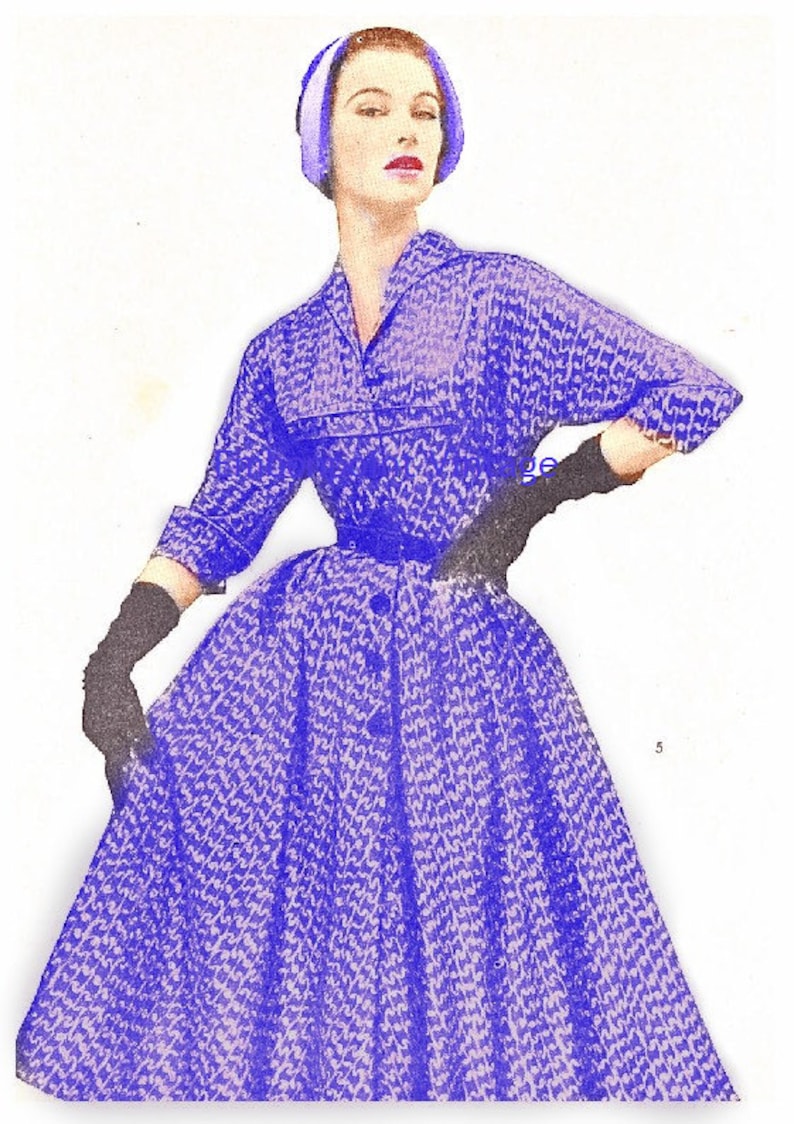 1950s Fabrics & Colors in Fashion Plus Size (or any size) Vintage 1949 Dress Sewing Pattern - PDF - Pattern No 5 Dixie $8.35 AT vintagedancer.com