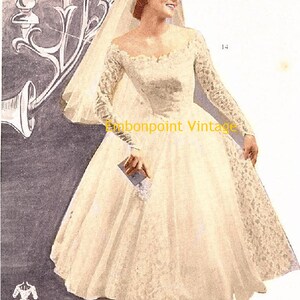 Plus Size or any size Vintage 1949 Wedding Dress Sewing Pattern PDF Pattern No 14 Mae 40s 50s 1940s 1950s Retro Rockabilly Swing Lace image 2