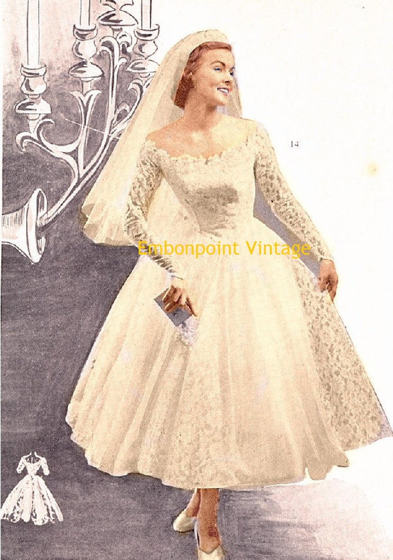 Plus Size or any size Vintage 1949 Wedding Dress Sewing Pattern PDF Pattern No 14 Mae 40s 50s 1940s 1950s Retro Rockabilly Swing Lace image 2