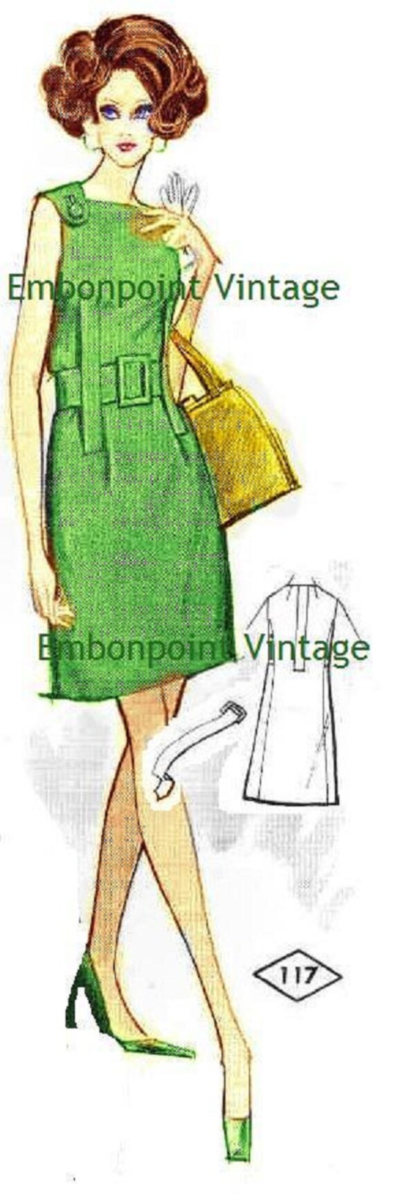 1969 cocktail dress Plus Size (or Any Size) Vintage 1969 Cocktail Dress Pattern - PDF - Pattern  No 117 Bernice
