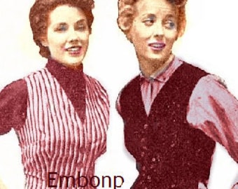 Plus Size (or any size) Vintage 1949 Vest Sewing Pattern - PDF - Pattern No 31 Cecilia Vest