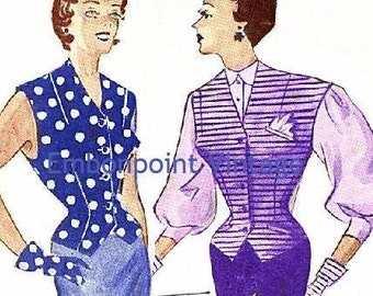 Plus Size (or any size) Vintage 1949 Vest Sewing Pattern - PDF - Pattern No 39 40 Miriam Vest